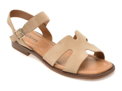 Sandale GRYXX bej, 1352C25, din piele intoarsa