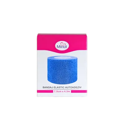 Bandaj elastic autoadeziv Minut albastru 7.5 cm x 4.5 m