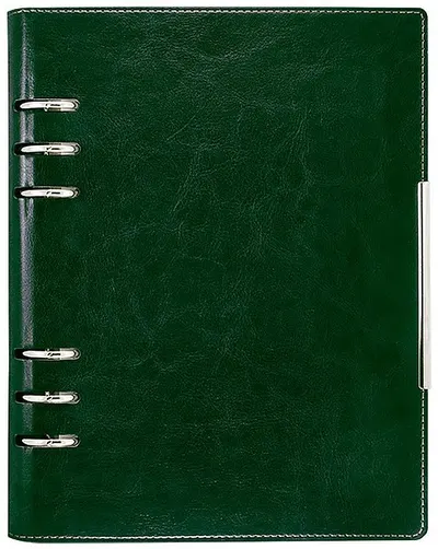 Caiet-agenda din piele Lemax Novaskin - A5, verde, cu inele și mecanism