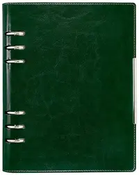 Caiet-agenda din piele Lemax Novaskin - A5, verde, cu inele și mecanism