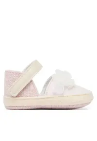 Espadrile fete - roz/alb - textil - sistem inchidere Velcro
