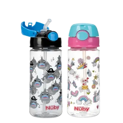 Pahar cu pai si capac +4 ani, 540ml, Nuby