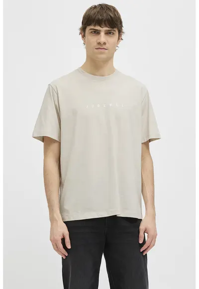 Tricou lejere din bumbac cu imprimeu logo - Maro nisip