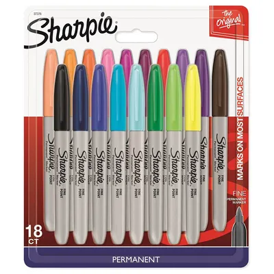 Marker permanent 0.9mm varf rotund, 18culori/set, Sharpie