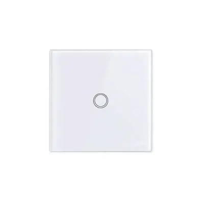 Intrerupator touch RF, panou tactil cu 1 buton iluminat, control telecomanda, alb