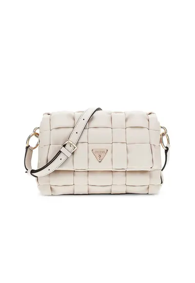 Geanta crossbody cu aspect impletit - Crem
