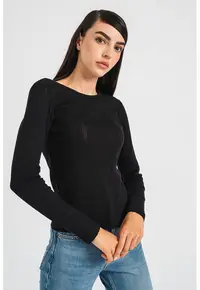 Bluza cu decolteu la baza gatului Lisa - Negru