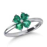 Inel din aur alb cu smaralde de 0.8ct si diamant de 0.01ct