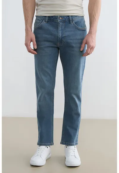 Blugi slim fit cu 5 buzunare - Albastru deschis