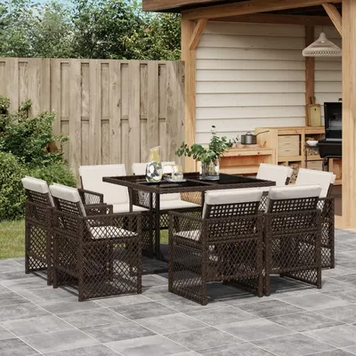 Gossi set mobilier de gradina cu perne, 9 piese, maro, poliratan