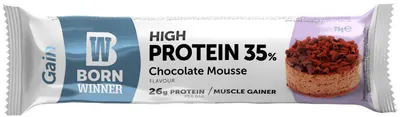 Baton proteic Gain Protein Bar, mousse de ciocolată, 75 g, Born Winner