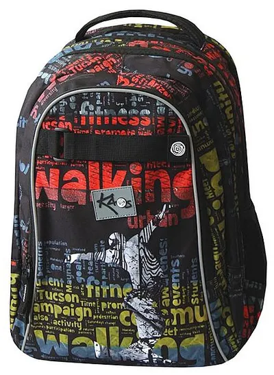 Ghiozdan școlar Kaos 2 în 1 - de mers pe jos, cu 4 compartimente