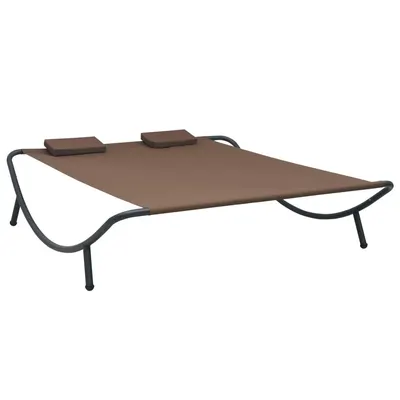vidaXL Pat șezlong de exterior, maro, material textil