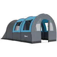 Outsunny Cort de Camping Impermeabil, Cort cu 5 Locuri, Zonă Separată de Dormit și Living, 480x260x200 cm, Gri și Albastru | Aosom Romania