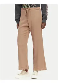 Pantaloni dama - casual - maro - bumbac-viscoza