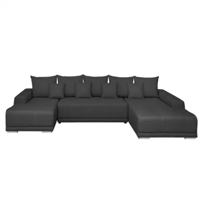 Coltar extensibil MARIBO U, cu arcuri si lada depozitare, colt dreapta, gri inchis, 350x203x90 cm