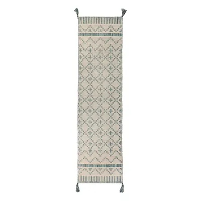 Covor din bumbac Flair Rugs Leela, 60 x 200 cm, bej - albastru