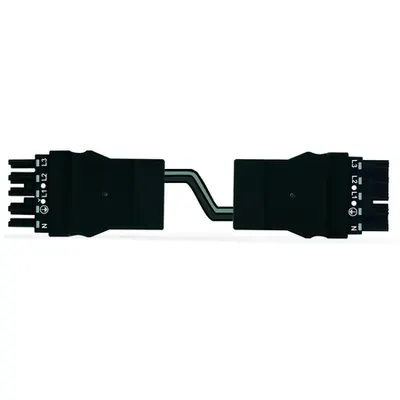 pre-assembled interconnecting cable; Eca; Socket/plug; 5-pole; Cod. A; H05VV-F 5G 4.0 mm²; 1 m; 4,00 mm²; black