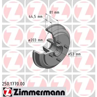 Tambur frana ZIMMERMANN 250.1770.00