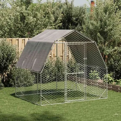Gossi pui de gaina cu acoperis 2,5x2x2,25 m otel galvanizat