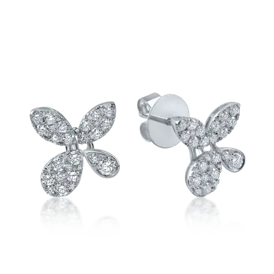 Cercei florali din aur alb cu diamante de 0.68ct