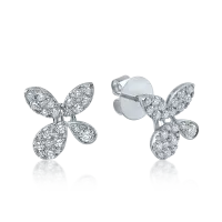 Cercei florali din aur alb cu diamante de 0.68ct
