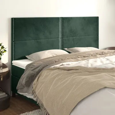 Gossi tablii de pat, 4 buc, verde inchis, 100x5x78/88 cm, catifea