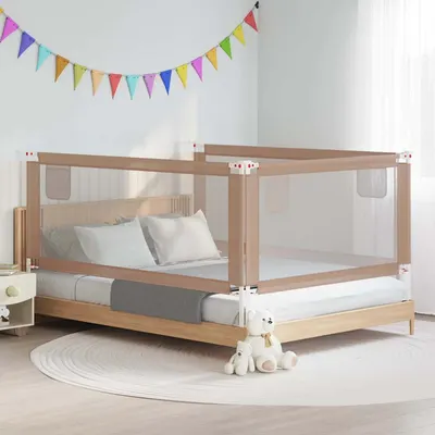 vidaXL Balustradă de protecție pat copii, gri taupe, 200x25 cm, textil