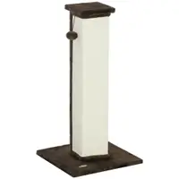 PawHut Griffoir pentru pisici, stâlp din sisal și puf, bilă suspendată, bază stabilă 41 x 41 x 81 cm, maro și crem | Aosom Romania