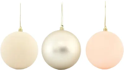 Jucării de brad Eurolamp - Minge, 6 buc, 8 cm, fildeş
