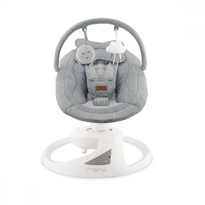 Balansoar electric pentru bebelusi Momi Pearl Grey cu sezut rotativ 360 grade