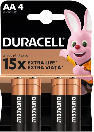 Baterii alcaline Duracell - Basic, AA, 4 buc.