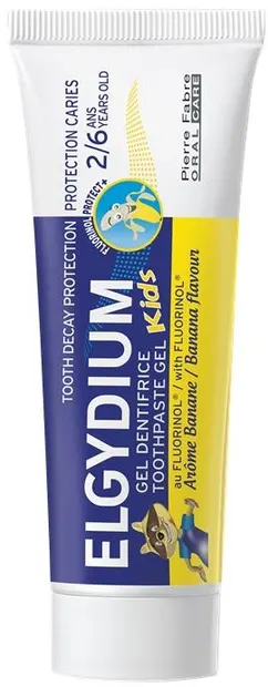 Elgydium Kids Pastă de dinți gel, banană, 2-6 ani, 50 ml
