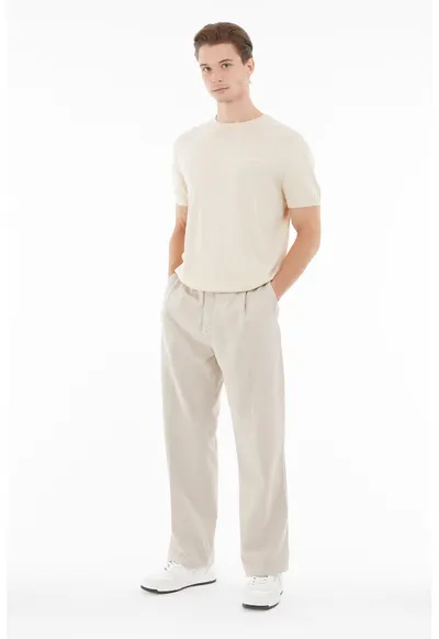 Tricou din tricot cu logo - Bej