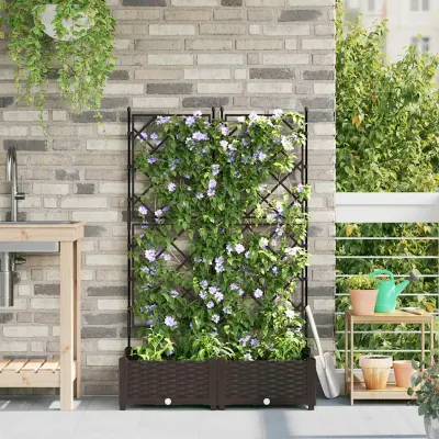 vidaXL Vază pentru Grădină 2 buc. Maro 80 x 40 x 125,5 cm PP