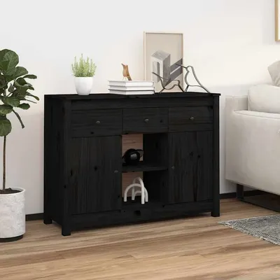 vidaXL Servantă, negru, 100x35x74,5 cm, lemn masiv de pin