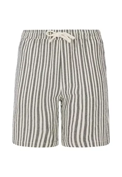 Pantaloni scurti Griston - bumbac - talie elastica - alb/gri