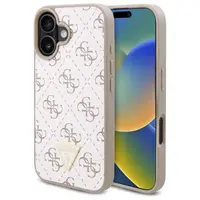 Husa pentru Apple iPhone 16, Guess, 4G Triangle Logo, Alba