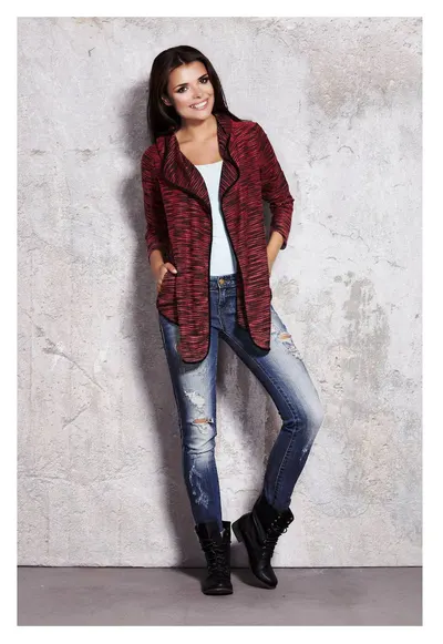 Cardigan Lejer - Bordeaux - S-M - Textura Moale - Protectie Frig - Stil Coz - Purtare Zilnica - Aspect Sic - Libertate Miscare - Design Modern