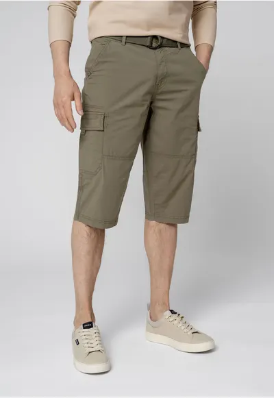 Pantaloni scurti cargo din bumbac - cu cordon - buzunare - Comfort Fit - P-Ergs - kaki - Kaki