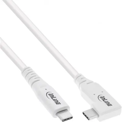 Cablu USB 4 type C drept/unghi 90 grade 240W/8K60Hz T-T 2m Alb, InLine IL35912W
