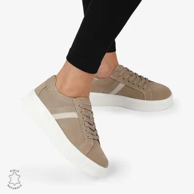 Pantofi CASUAL PIELE NATURALA Intoarsa cu linii decorative CRL1270 Khaki