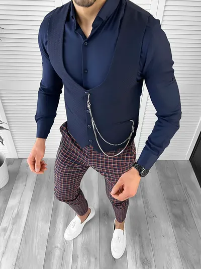 Tinuta barbati smart casual Pantaloni + Camasa+Vesta 10408