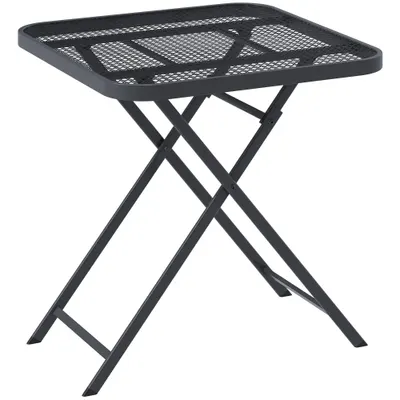 Outsunny Masă de grădină pliabilă 70 x 70 cm, rezistentă la intemperii, masă balcon pliabilă cu design decupat pătrată Negru | Aosom Romania