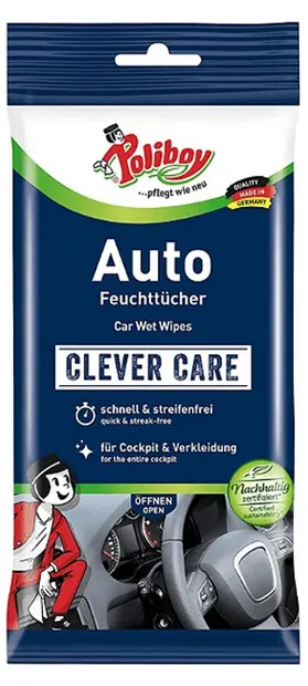 Șervețele umede pentru bordul mașinii Poliboy - Clever Care, 20 buc