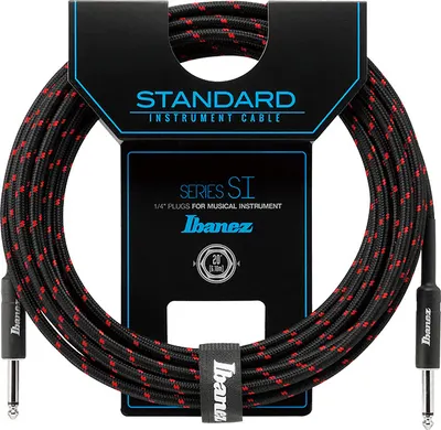 Cablu pentru chitară Ibanez - SI20 BW, 6.3 mm, 6.1 m, negru/roșu