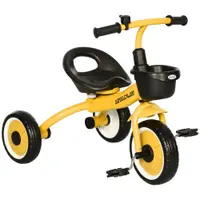 AIYAPLAY Tricicletă pentru Copii 2-5 Ani cu Scaun Reglabil și Coș Galben