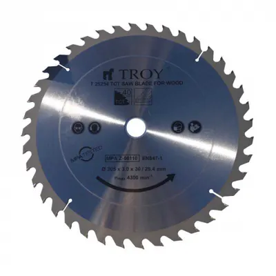 Disc pentru fierastrau circular, taiere lemn Troy 25206, O255 x 30 25.4 mm, 60 dinti
