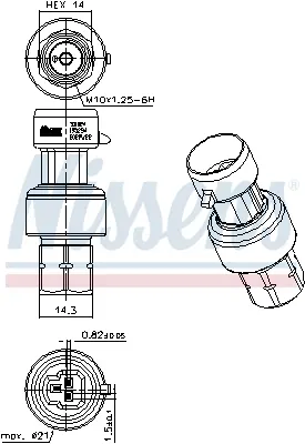 Comutator presiune aer conditionat potrivit ABARTH 500 595 695; ALFA ROMEO 147, 159, BRERA, GIULIETTA, GT, MITO, SPIDER; CHEVROLET AVEO, AVEO KALOS, CAMARO, CAPTIVA, CORVETTE 0.9-6.2 09.95