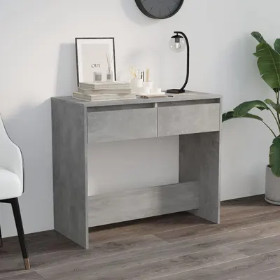 vidaXL Masă consolă, gri beton, 89x41x76,5 cm, oțel